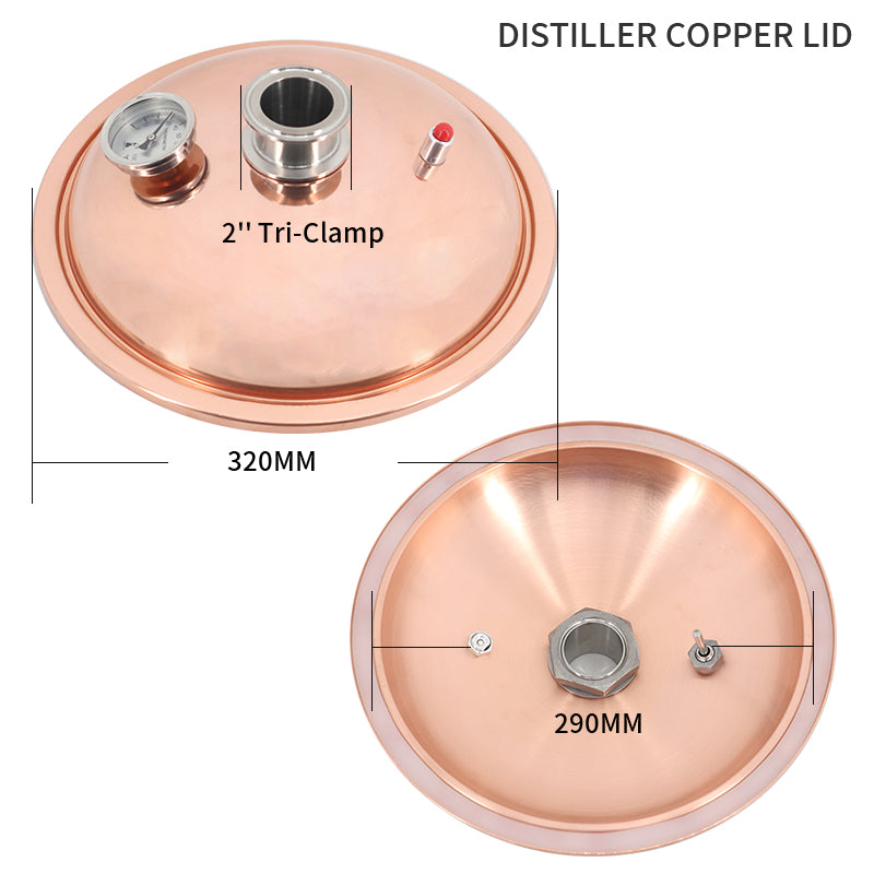 φ325mm-2 inch Tri-Clamp(For 20/22/25/30L Pot) Distiller Copper Lid/Cover - Hooloo Distilling Equipment Supply