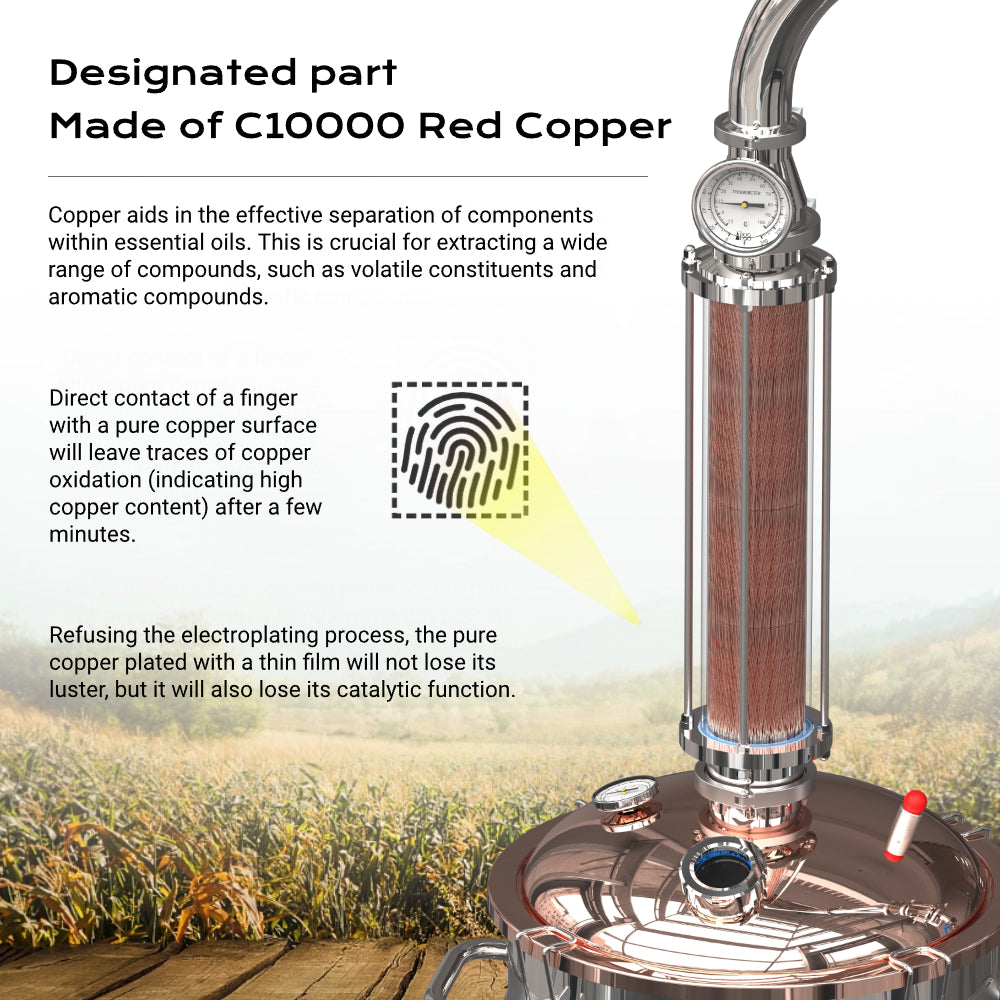 20L/30L/65L Copper Mesh Glass Column Essential Oil Extraction Distiller - Hooloo Distilling Equipment Supply