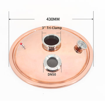 φ430mm-3 inch Tri-Clamp(For 50/65L Pot) Distiller Copper Lid/Cover - Hooloo Distilling Equipment Supply