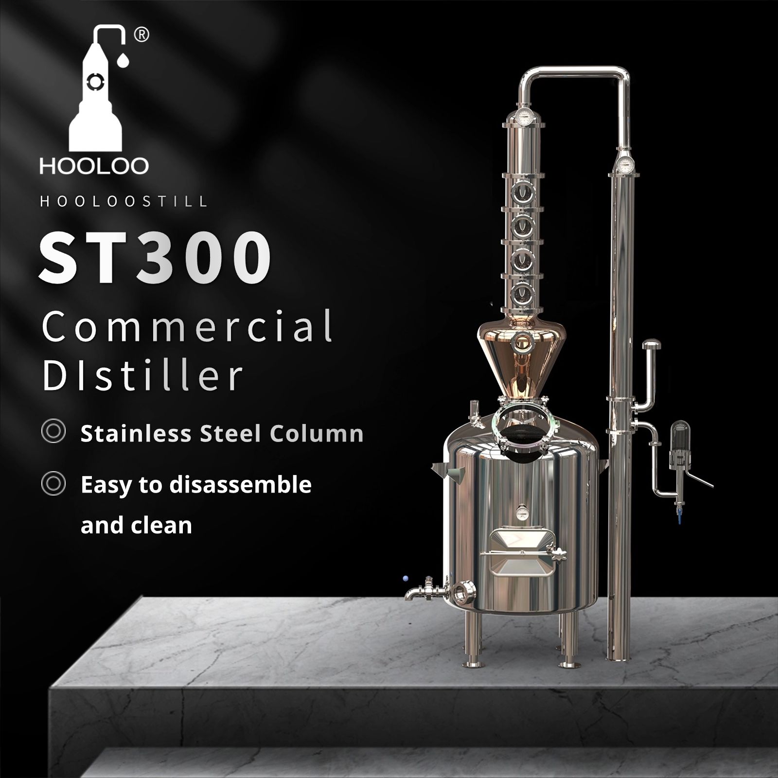 300L Commercial Distiller (CT/ST/CS300) - Hooloo Distilling Equipment Supply