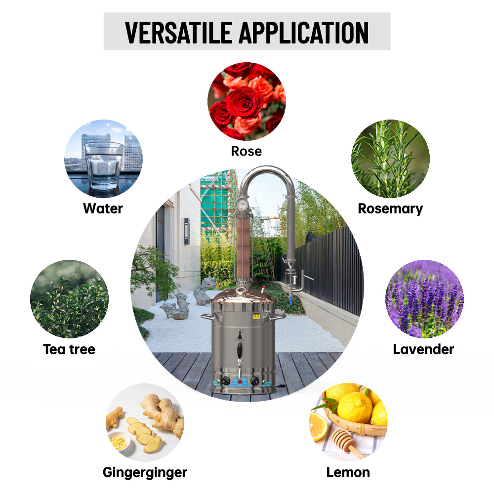 20L/30L/65L Copper Mesh Glass Column Essential Oil Extraction Distiller - Hooloo Distilling Equipment Supply