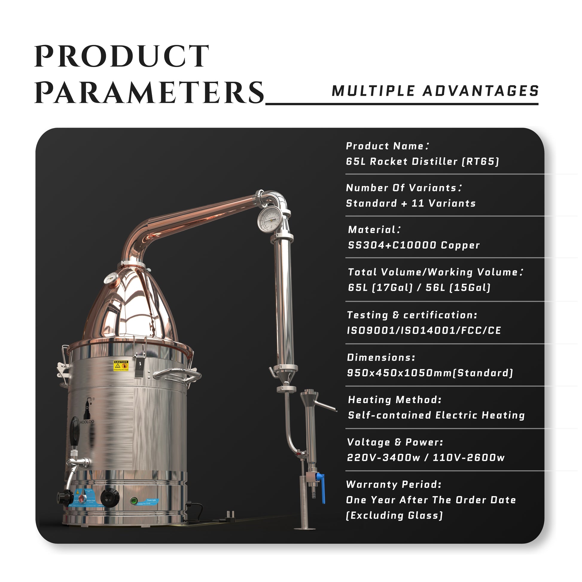 65L Rocket Distiller - Hooloo Distilling Equipment Supply
