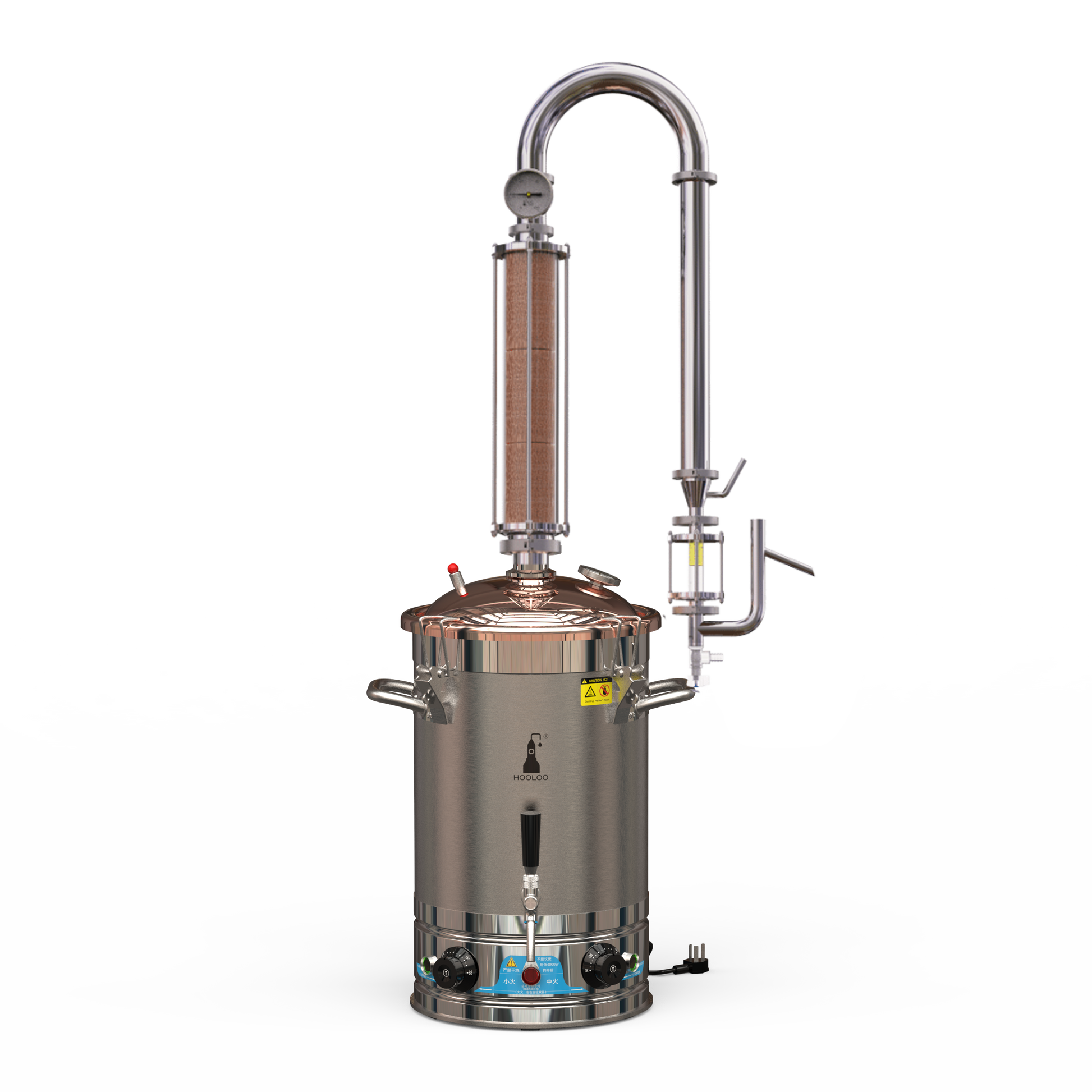 20L/30L/65L Copper Mesh Glass Column Essential Oil Extraction Distiller - Hooloo Distilling Equipment Supply