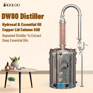 80L Glass Column Copper Mesh Copper Lid Essential Oils & Hydrosol Distiller(DW80)