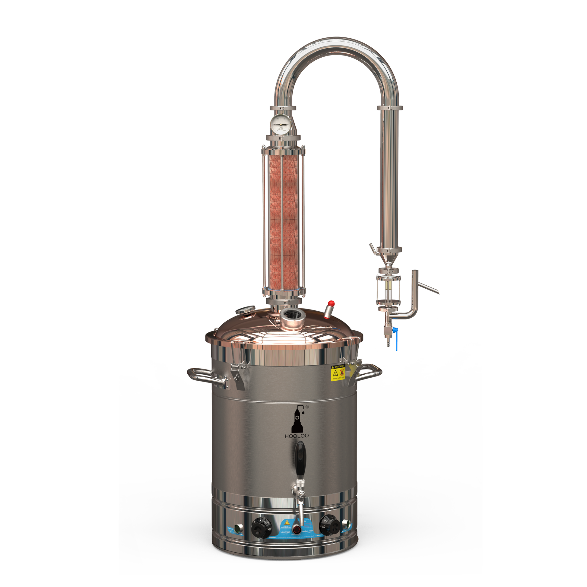 20L/30L/65L Copper Mesh Glass Column Essential Oil Extraction Distiller - Hooloo Distilling Equipment Supply
