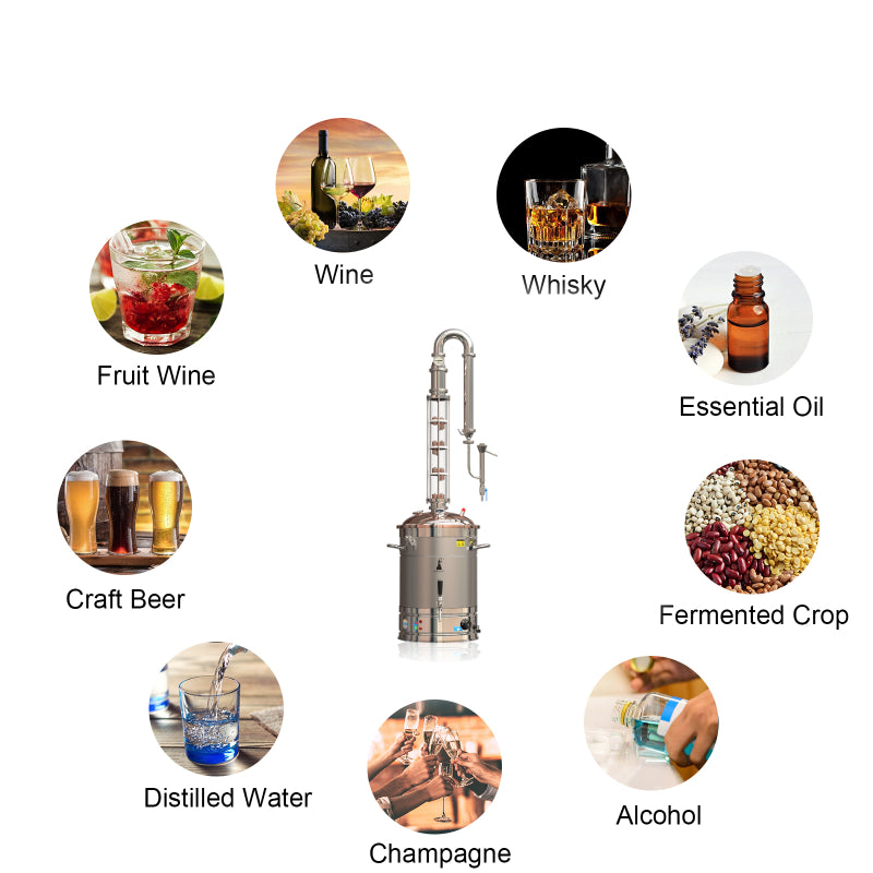 Hooloo 65L Glass Column Copper Lid Distiller(CT65Cu) - Hooloo Distilling Equipment Supply