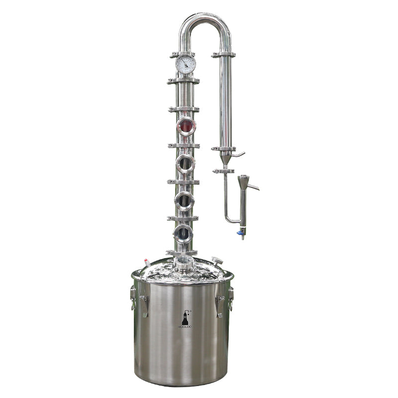 50L Stainless Steel Column Stainless Steel Lid Straight Fire Distiller - Hooloo Distilling Equipment Supply