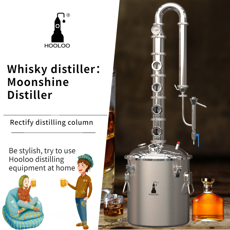 50L Stainless Steel Column Stainless Steel Lid Straight Fire Distiller - Hooloo Distilling Equipment Supply
