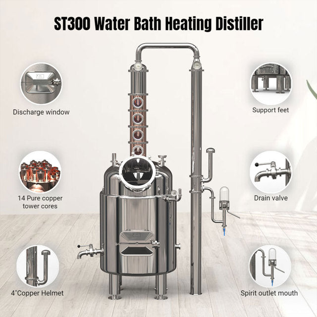 ST300 Water Bath Heating Distiller Double Jacket - Hooloo Distilling Equipment Supply