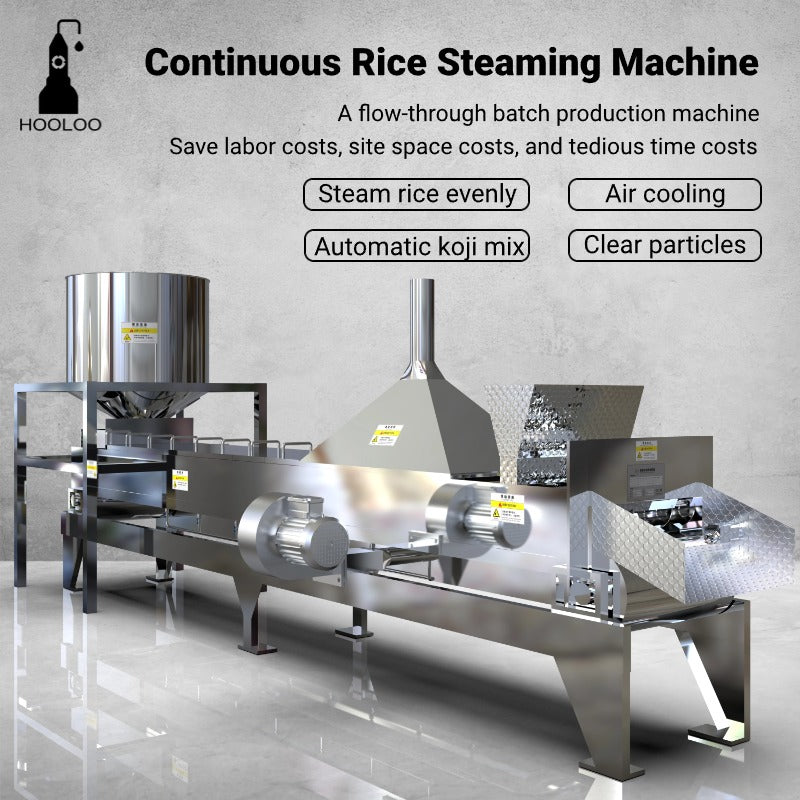 Continuous rice cooking machine integrates grain soaking, cooking, coo