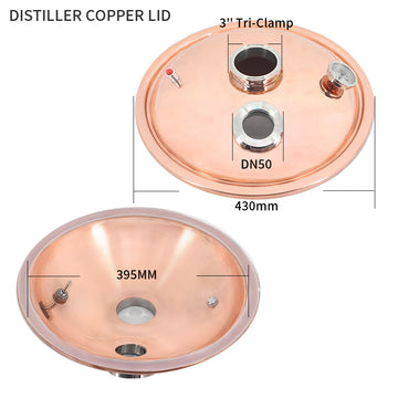 φ430mm-3 inch Tri-Clamp(For 50/65L Pot) Distiller Copper Lid/Cover
