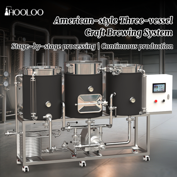 HOOLOO American Three Barrel Mash Tun Stainless Craft Beer Equipment All-in-one Small Commercial Home Brewing Beer Equipment