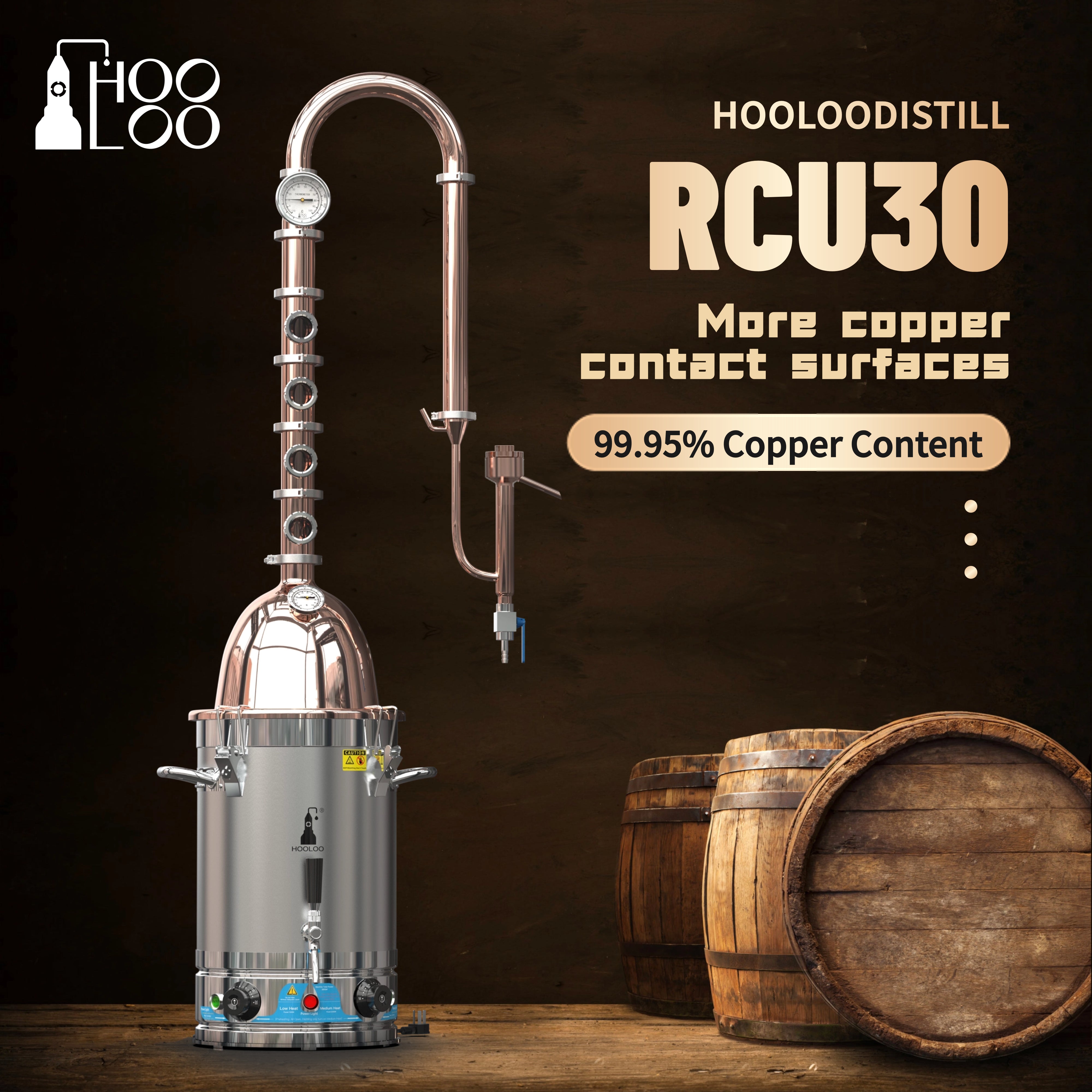 HOOLOO RCU30 Copper Distillation Column Distiller