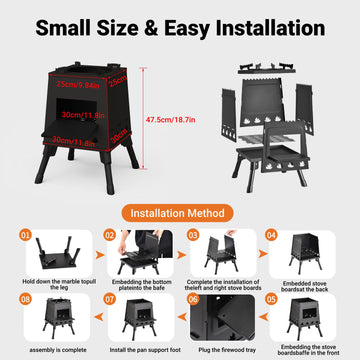 HOOLOO Outdoor Small Portable Wood-Burning Stove for 22L Direct Fire Distillers