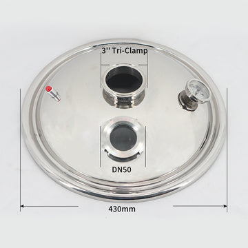 φ430mm-3 inch Tri-Clamp(For 50/65L Pot) Distiller Stainless Steel Lid/Cover