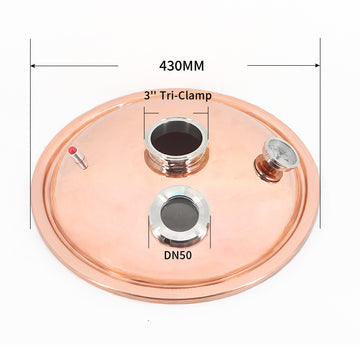 φ430mm-3 inch Tri-Clamp(For 50/65L Pot) Distiller Copper Lid/Cover