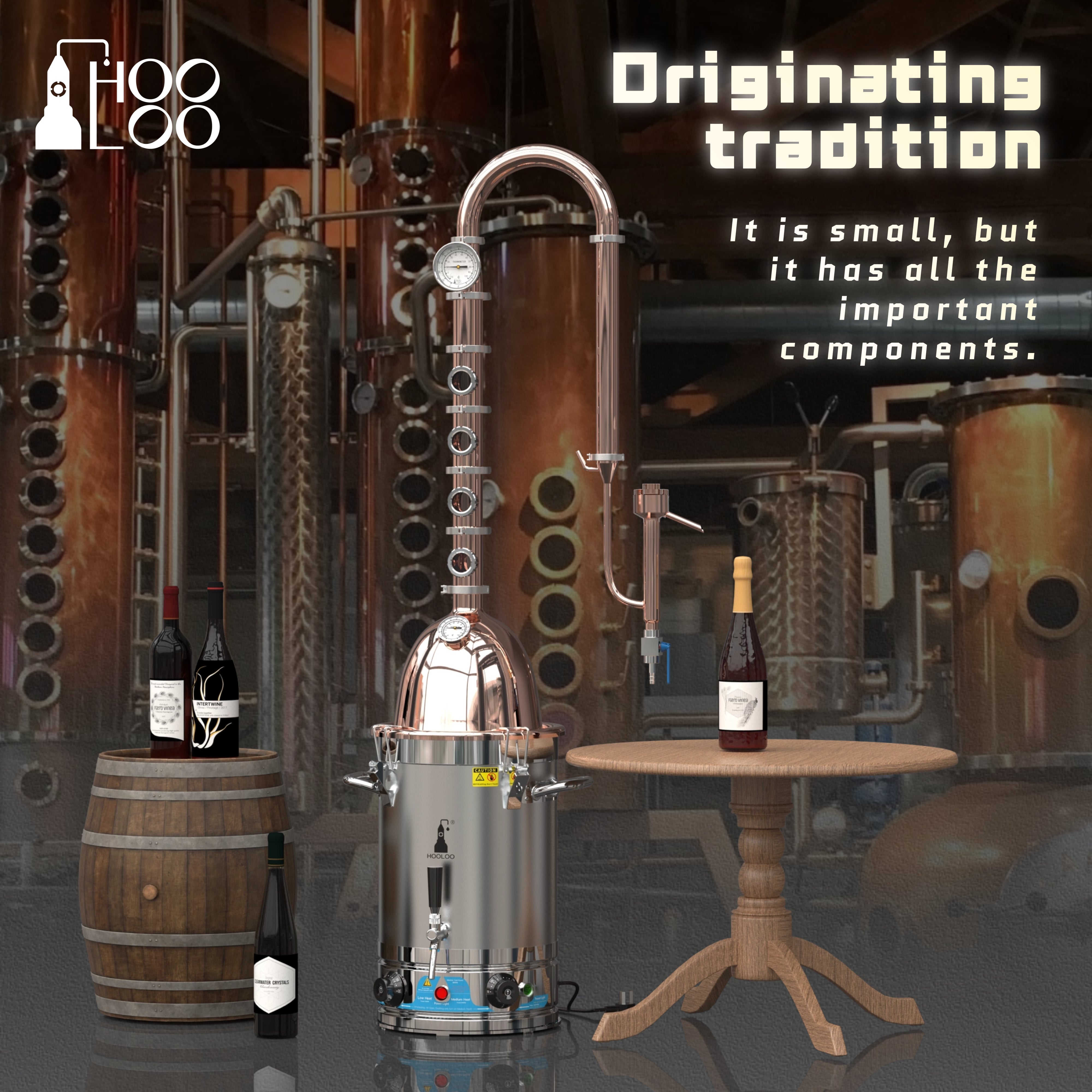 HOOLOO RCU30 Copper Distillation Column Distiller