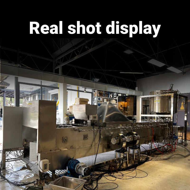 Continuous rice cooking machine integrates grain soaking, cooking, coo