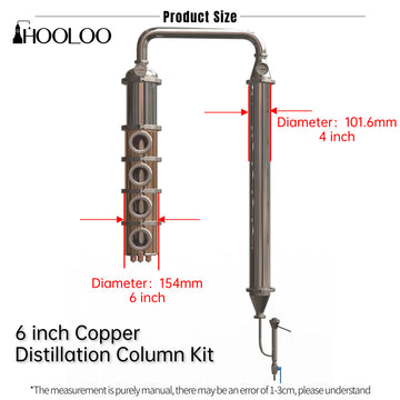 6 inch Crystal Glass/Stainless Steel/Copper Column Kit