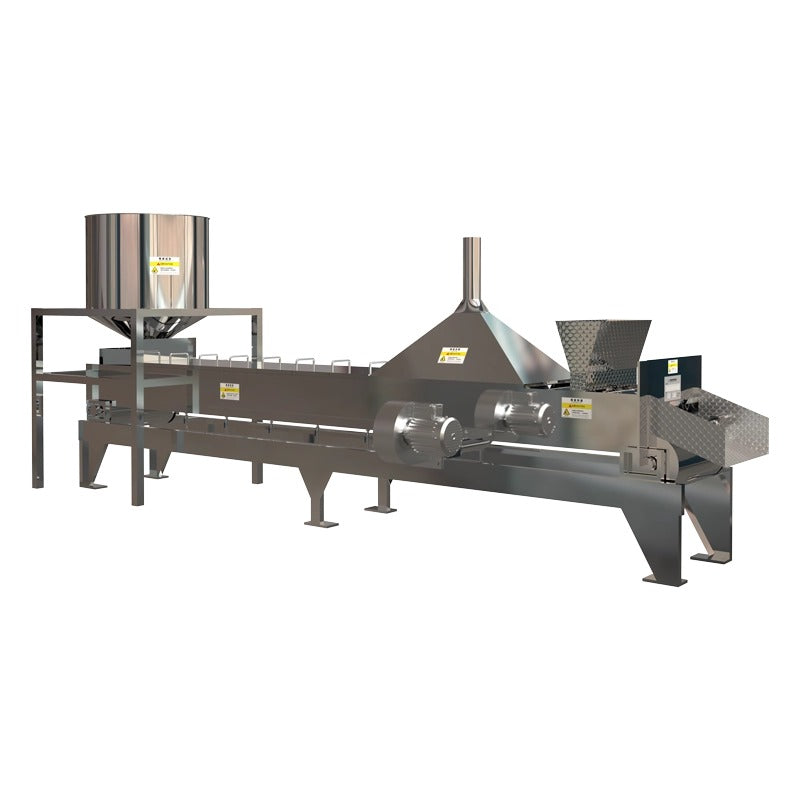 Continuous rice cooking machine integrates grain soaking, cooking, coo