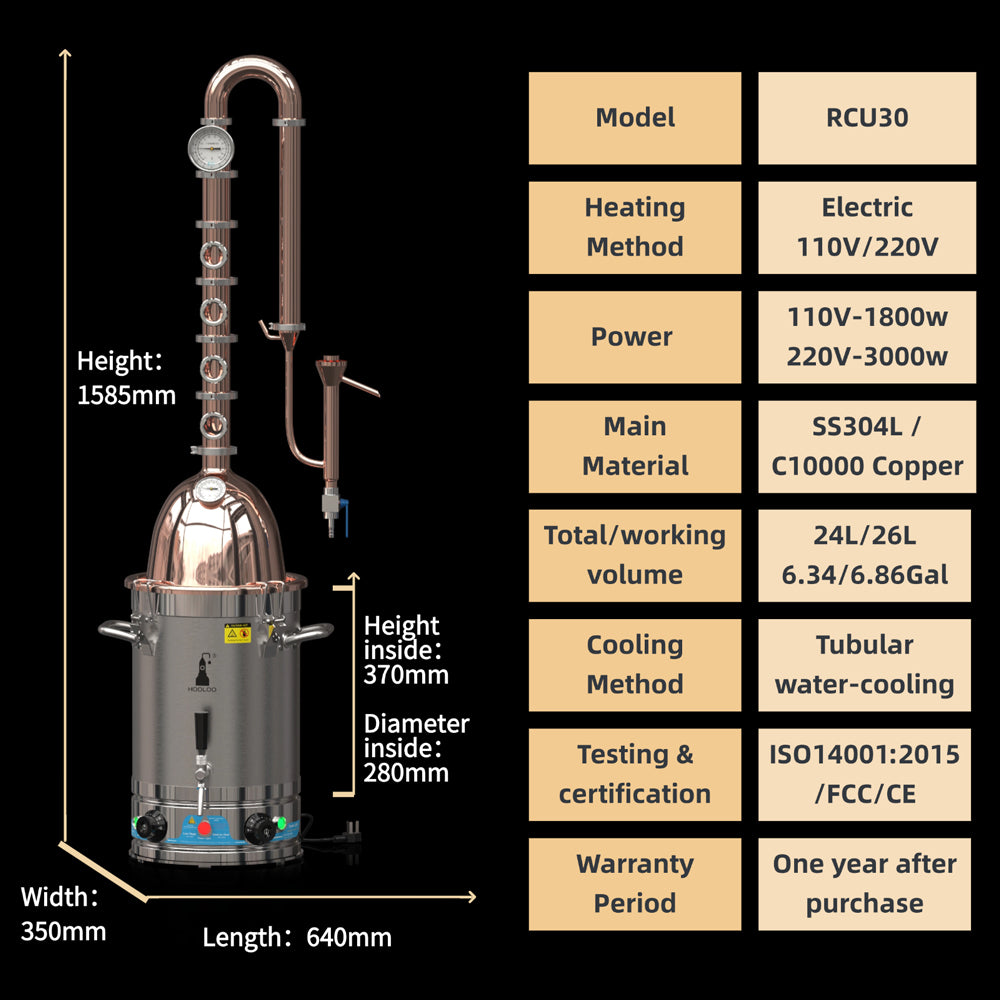 CT20/30Cu HOOLOO Kürbis Distiller Brauer 