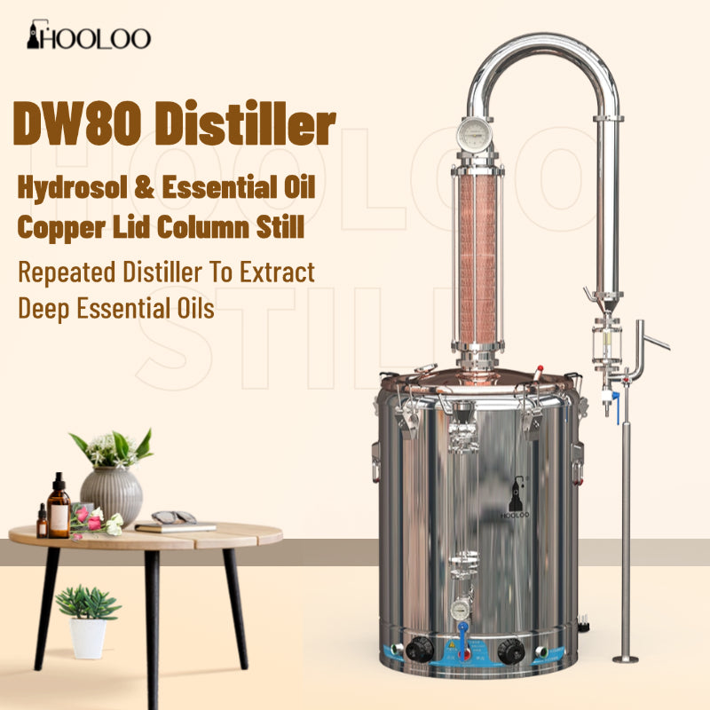 80L Glass Column Copper Mesh Copper Lid Essential Oils & Hydrosol Distiller(DW80)