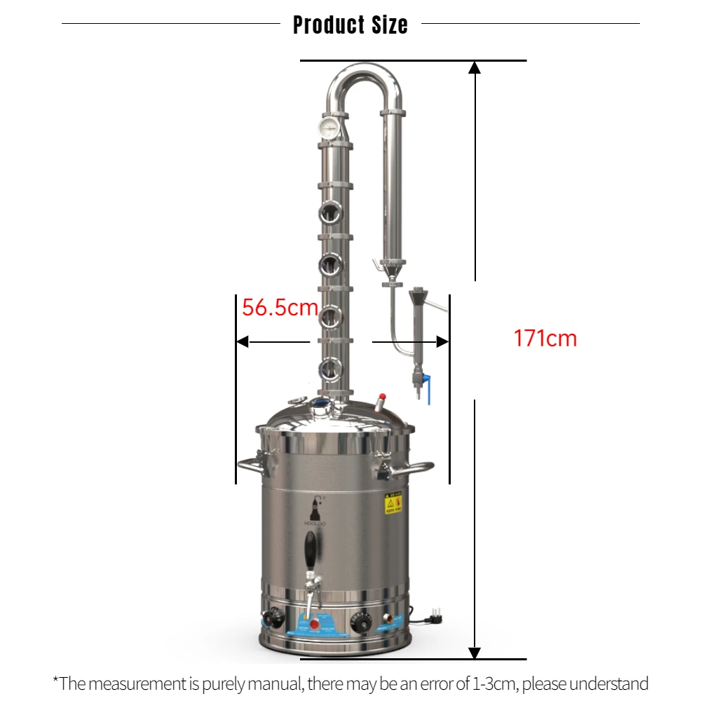 65L Stainless Steel Column Stainless Steel Lid Electric Heating Distiller