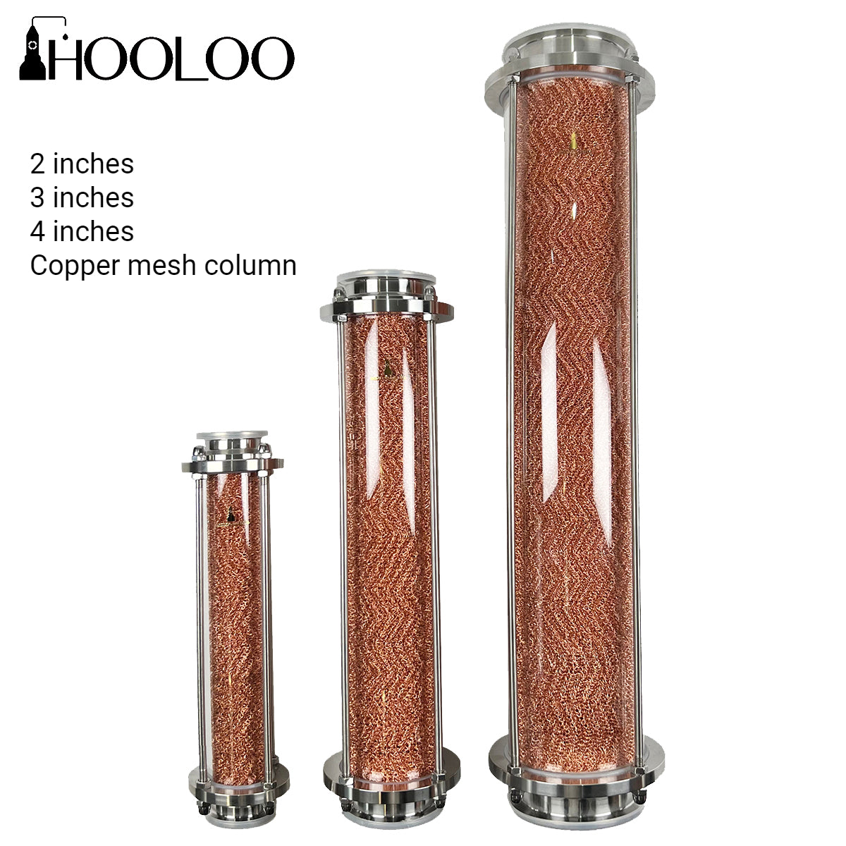 HOOLOO Copper Mesh Glass Distillation Column (2”/3”/4”)