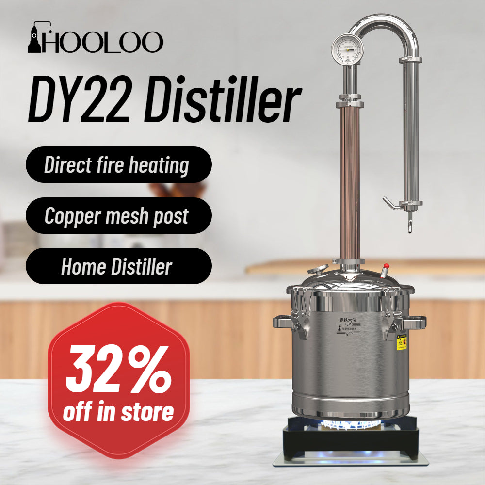 HOOLOO DY22 Home Distiller  Stainless Steel  Direct Fire Heating Copper Distillation Column