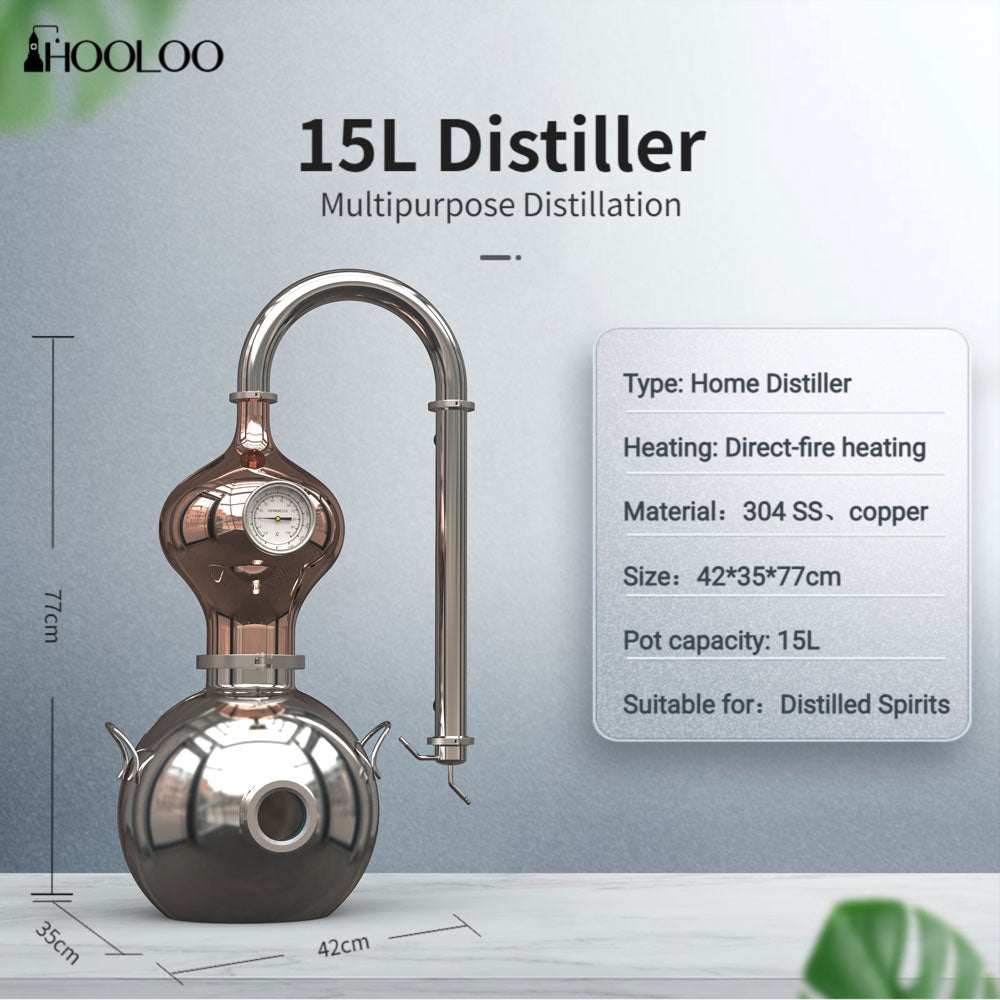 15L Popular Free Shipping Patented Copper Pot Still for Home Lab (D15)