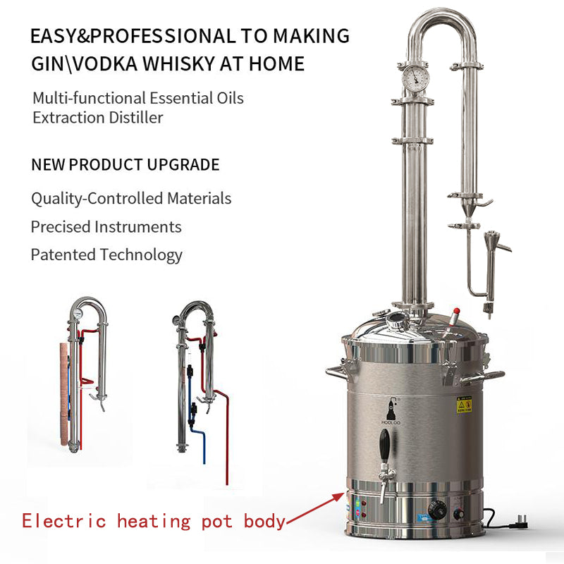 HOOLOO New 50L/65L Home Brewing Distiller Stainless Steel Distillation Tower - Hooloo Distilling Equipment Supply