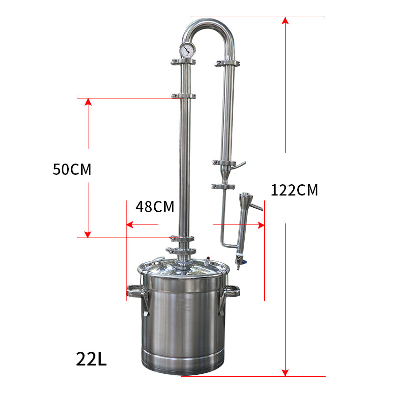 HOOLOO 22L Household Small Vodka Brewer Machine Pure Copper Mesh Distillation Tower