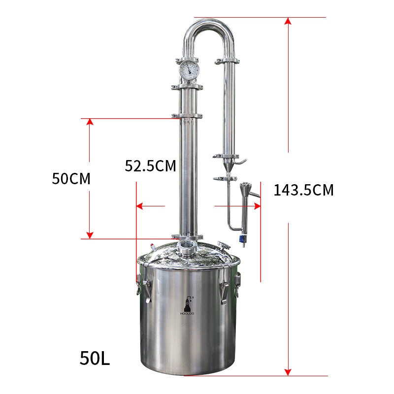 HOOLOO New 50L/65L Home Brewing Distiller Stainless Steel Distillation Tower