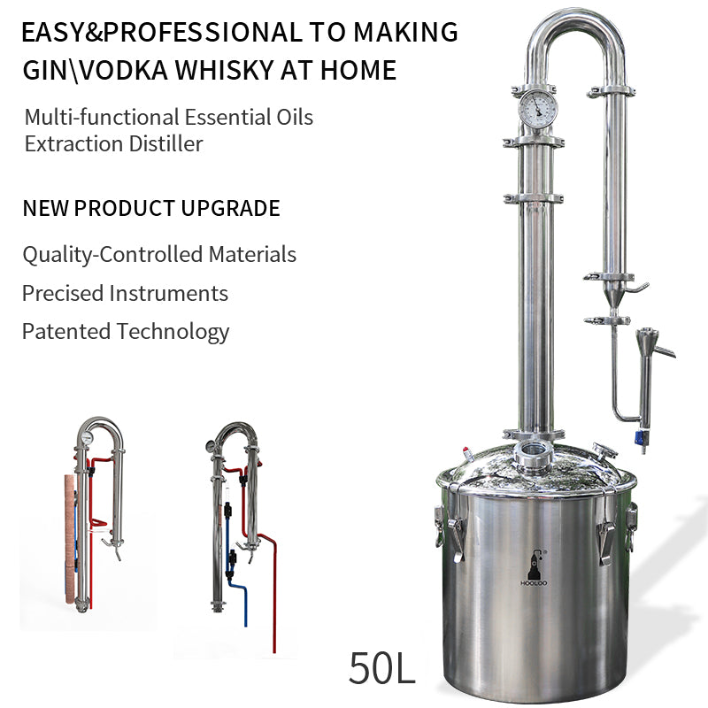 HOOLOO New 50L/65L Home Brewing Distiller Destillationsturm aus Edelstahl 