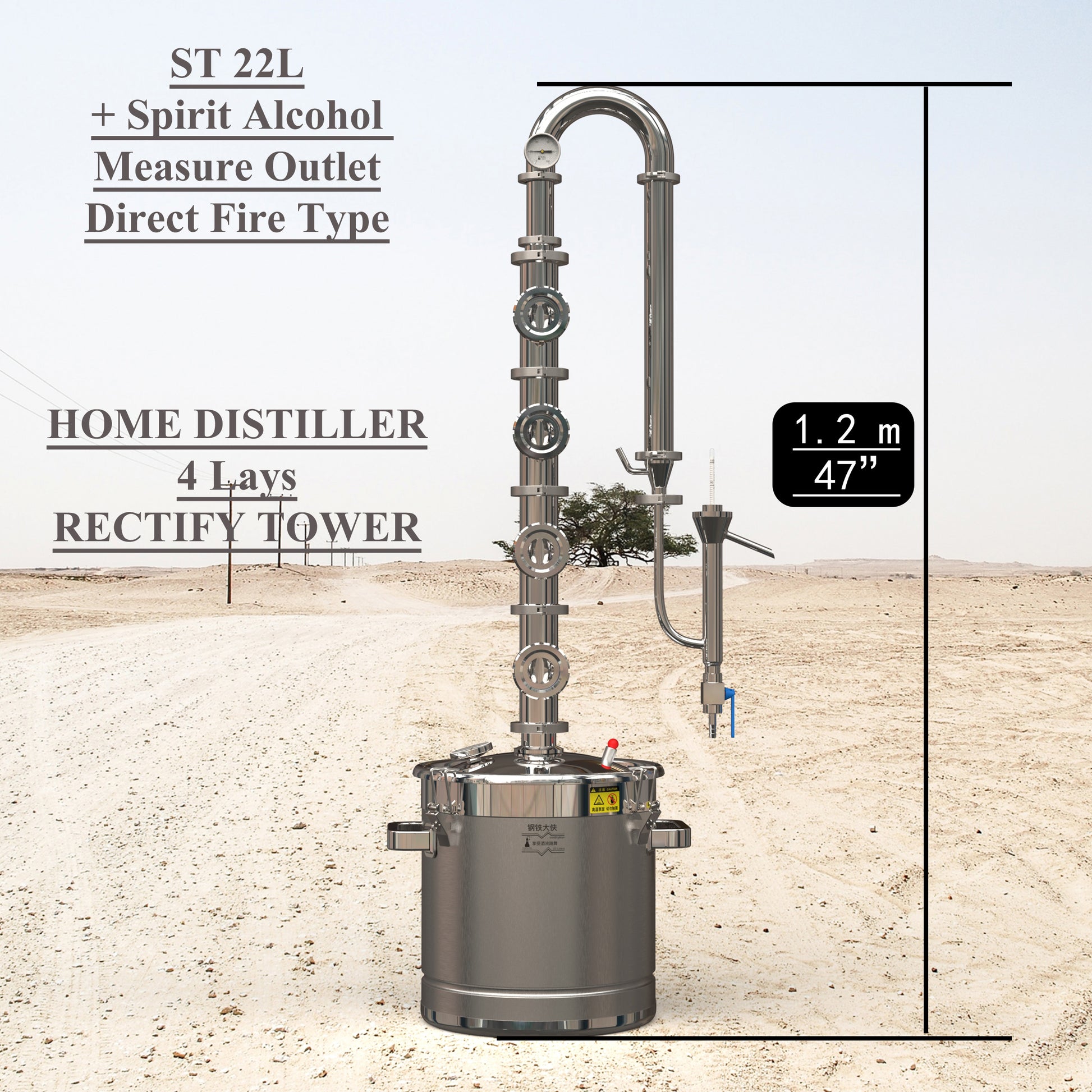 Stainless Steel Column Stainless Steel Lid Distiller - Hooloo Distilling Equipment Supply